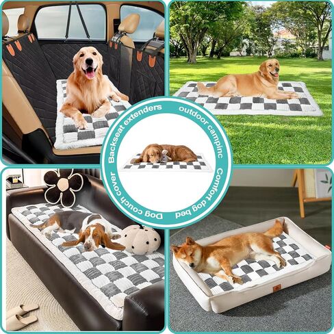 Backseat Pet Bed Mat, Dogs Bed for Car Back Seat, Non-Slip and Anti-Chew Travel Dog Bed, Plush Dog Bed Cover, Easy to Clean, Suitable for Laying on Sofas SUVs Sedans, Trucks (Grey&White) in Saudi Arabia