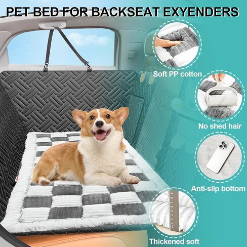 Backseat Pet Bed Mat, Dogs Bed for Car Back Seat, Non-Slip and Anti-Chew Travel Dog Bed, Plush Dog Bed Cover, Easy to Clean, Suitable for Laying on Sofas SUVs Sedans, Trucks (Grey&White) in Saudi Arabia