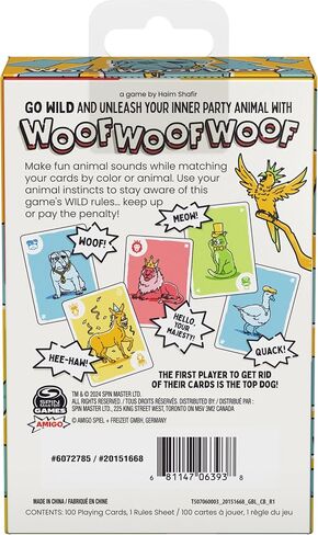 Spin Master Games, Woof Woof Woof: A Fast-Paced Classic Matching Card Game Battle Featuring Hilarious Animal Sounds, Fun Activity for Teens, Adults & Family Game Night, 2-8 Players, for Ages 7 & Up in Saudi Arabia