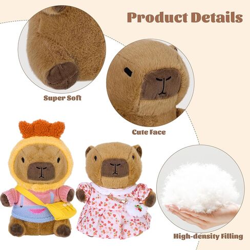 Elcoho 12 Pieces Capybara Plush with Clothes & Accessories and Gift Bag 10 inch Capybara Stuffed Animal Dress Up Dolls Plushies Birthday Gifts, Daily Cute in Saudi Arabia