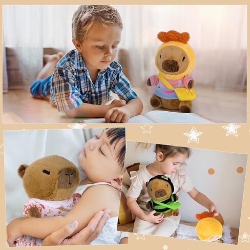 Elcoho 12 Pieces Capybara Plush with Clothes & Accessories and Gift Bag 10 inch Capybara Stuffed Animal Dress Up Dolls Plushies Birthday Gifts, Daily Cute in Saudi Arabia