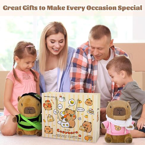 Elcoho 12 Pieces Capybara Plush with Clothes & Accessories and Gift Bag 10 inch Capybara Stuffed Animal Dress Up Dolls Plushies Birthday Gifts, Daily Cute in Saudi Arabia