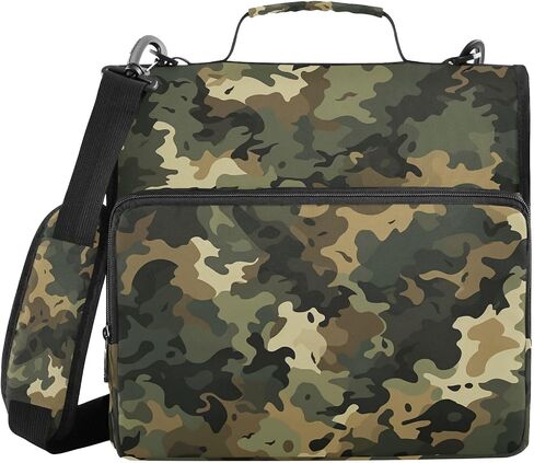Green Vintage Camouflage 3 Ring Zipper Binder مع مقبض 1.5 بوصة منظم الموثق ، مجلد ملف Office Multi Multi مع حزام 500 ورقة in Saudi Arabia