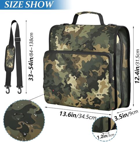 Green Vintage Camouflage 3 Ring Zipper Binder مع مقبض 1.5 بوصة منظم الموثق ، مجلد ملف Office Multi Multi مع حزام 500 ورقة in Saudi Arabia