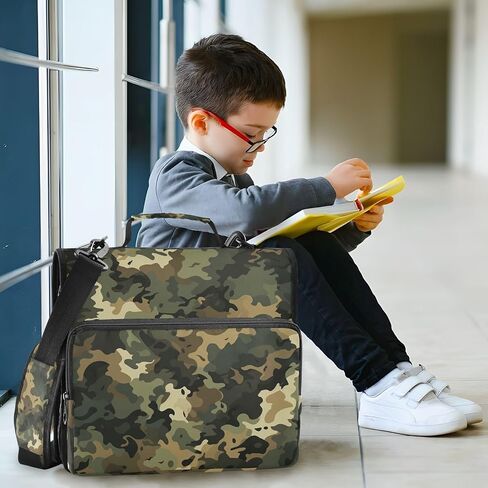 Green Vintage Camouflage 3 Ring Zipper Binder مع مقبض 1.5 بوصة منظم الموثق ، مجلد ملف Office Multi Multi مع حزام 500 ورقة in Saudi Arabia