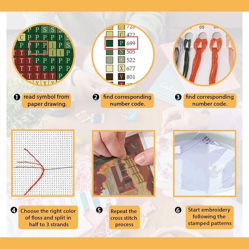 FREEBLOSS Cross Stitch Kits for Beginner Autumn Stamped Cross Stitch Kit DIY Embroidery Wall Painting Kit with Instructions 15.8" x 19.7" in Saudi Arabia