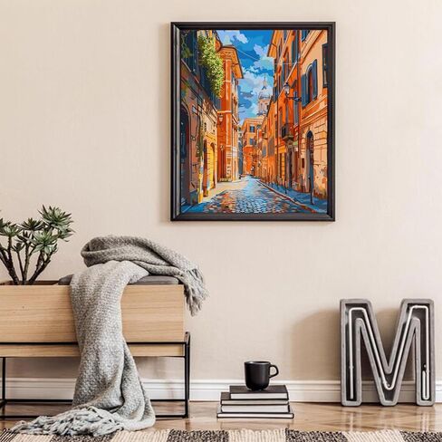 VNUIEHG Streets and Aelys in Rome ، Italy Paint by Numbers kit للبالغين ، والطلاء الطبيعي بالرقم على القماش ، ومجموعات الطلاء الزيتية الرقمية المشهورة مناسبة لهدية الديكور على الحائط المنزلي 16 "x20" in Saudi Arabia