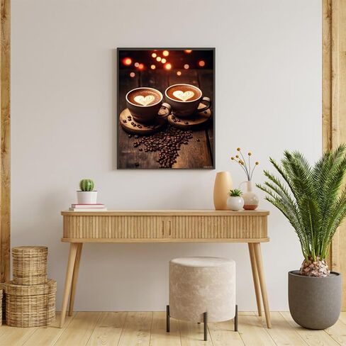 Vnuiehg Coffee Paint حسب الرقم للبالغين ، مجموعة طلاء الزيت DIY على قماش مع فرشاة الطلاء وصبغات الأكريليك ، مثالية للطلاء بأرقام للمبتدئين ، للحصول على جدار منزلي (16 × 20 بوصة) in Saudi Arabia