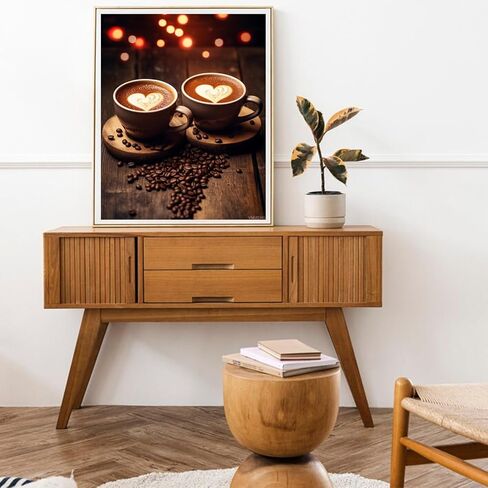Vnuiehg Coffee Paint حسب الرقم للبالغين ، مجموعة طلاء الزيت DIY على قماش مع فرشاة الطلاء وصبغات الأكريليك ، مثالية للطلاء بأرقام للمبتدئين ، للحصول على جدار منزلي (16 × 20 بوصة) in Saudi Arabia