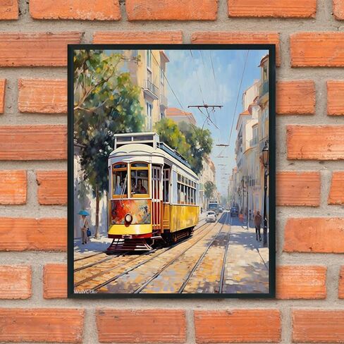 WUIVCTR Paint by Numbers Canvas Painting Set, Lisbon Tram Portugal, DIY Adult Paint by Number Kits on Canvas, Drawing Paintwork with Paintbrushes, 40x50cm in Saudi Arabia