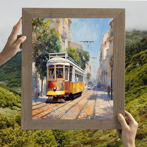 WUIVCTR Paint by Numbers Canvas Painting Set, Lisbon Tram Portugal, DIY Adult Paint by Number Kits on Canvas, Drawing Paintwork with Paintbrushes, 40x50cm in Saudi Arabia