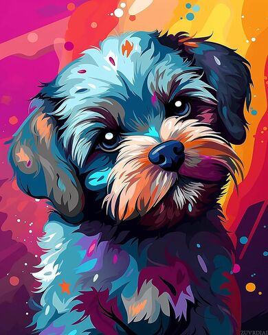 Zuvrdiai Dog Paint بأرقام للبالغين ، وطلاء الزيت الأكريليكي بأرقام أرقام للمبتدئين مع فرشاة Paintbrushes Canvas للفنون للديكور المنزلي 40x50cm in Saudi Arabia