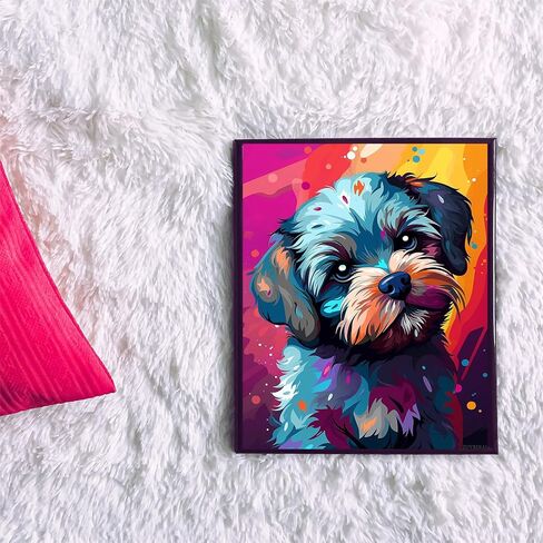 Zuvrdiai Dog Paint بأرقام للبالغين ، وطلاء الزيت الأكريليكي بأرقام أرقام للمبتدئين مع فرشاة Paintbrushes Canvas للفنون للديكور المنزلي 40x50cm in Saudi Arabia