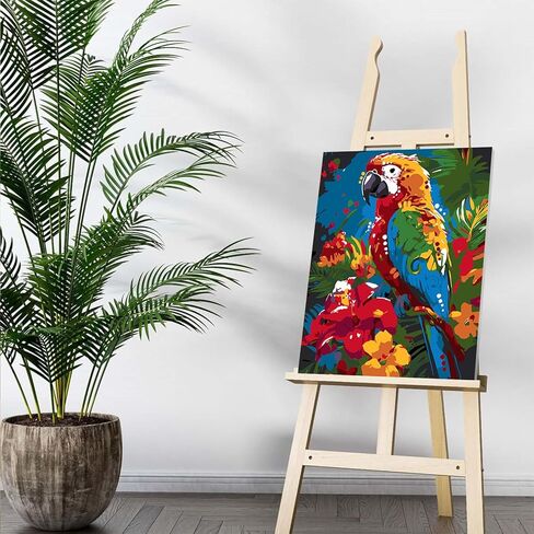Auremi Parrot Paint بواسطة مجموعات الأرقام للبالغين ، والطلاء الحيوانية حسب الرقم على قماش مع لوحة DIY مع عدد مجموعات الطلاء الزيت الأكريليك للديكور المنزلي 8x12 بوصة in Kuwait