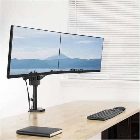 Black Dual 17" to 32" Heavy Duty Computer Monitor Pneumatic Arm Desk Stand - in Saudi Arabia