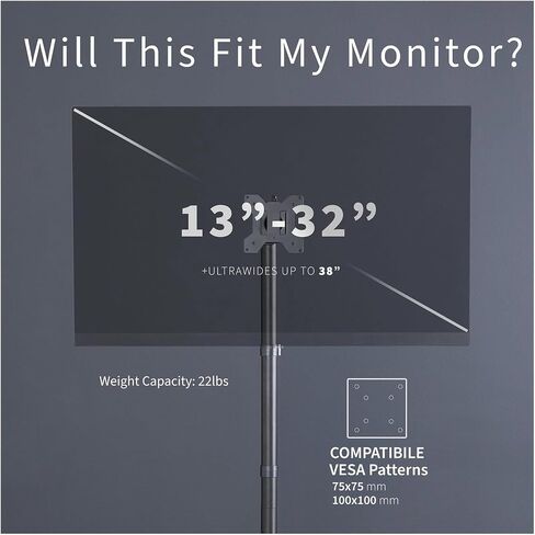 Single Monitor Mount Extra-high Adjustable Stand, fits one Screen up to 32 inches in Saudi Arabia
