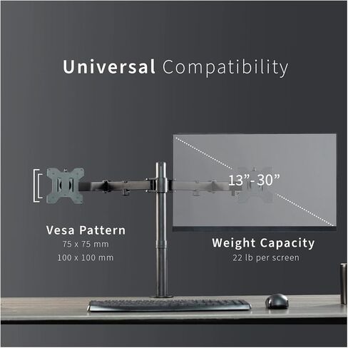 الأسود Dual Monitor Desk Stand Bracket القابلة للتعديل يناسب شاشات تصل إلى 30 بوصة in Saudi Arabia