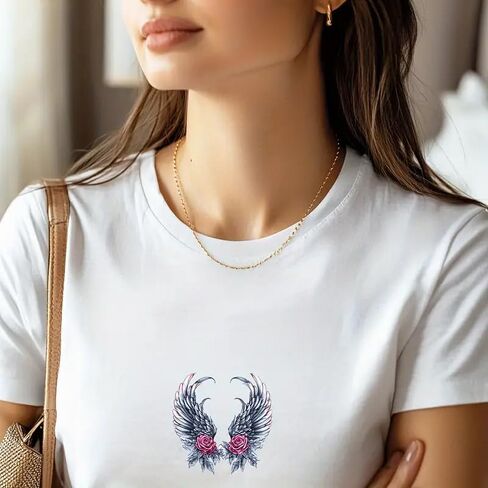 9pcs Rainbow Rose Angel Wings Flower Iron On Transfers for T-Shirts Rub on Transfers Stickers Vinyl Ready to Press Stickers Iron on Decals for T-Shirts Clothing Hoodie DIY Crafts in Saudi Arabia