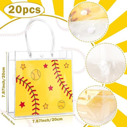 HOOQICT 20 PCS Softball Clear Gift With Basklles Goodie Goodie Snack Acags for Sport موضوع الحفلة التي تفضل بها فريق Boys Kids Team ، 8'x8''x3.15 '' ' in Saudi Arabia