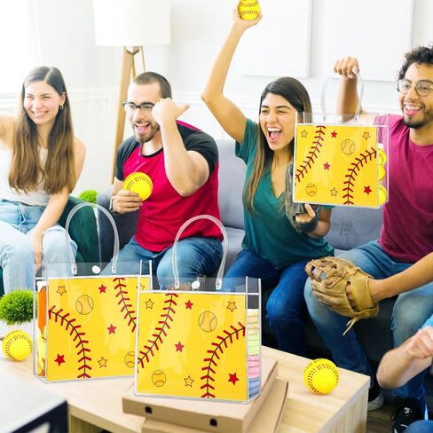 HOOQICT 20 PCS Softball Clear Gift With Basklles Goodie Goodie Snack Acags for Sport موضوع الحفلة التي تفضل بها فريق Boys Kids Team ، 8'x8''x3.15 '' ' in Saudi Arabia