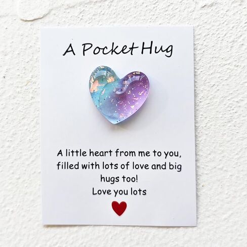 Yojo Pocket Hug Heart مع بطاقات تحية ، رمز صغير عناق جيب القلب ، هدايا علاقة طويلة المدى ، تفكر فيك هدايا للنساء الرجال له (الأزرق الأرجواني) in Kuwait