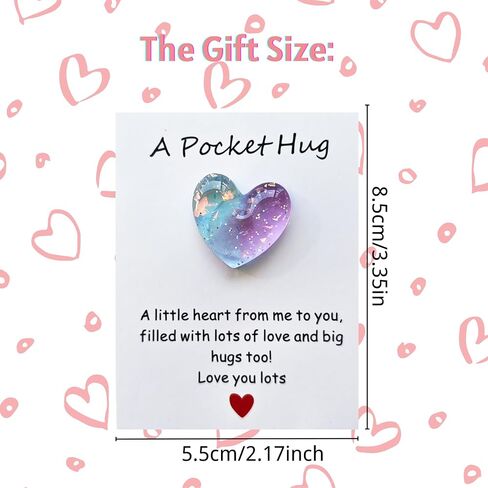 Yojo Pocket Hug Heart مع بطاقات تحية ، رمز صغير عناق جيب القلب ، هدايا علاقة طويلة المدى ، تفكر فيك هدايا للنساء الرجال له (الأزرق الأرجواني) in Kuwait