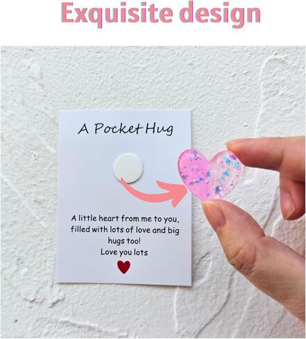 Yojo Pocket Hug Heart مع بطاقات تحية ، رمز صغير عناق جيب القلب ، هدايا علاقة طويلة المدى ، تفكر فيك هدايا للنساء الرجال له (الأزرق الأرجواني) in Kuwait