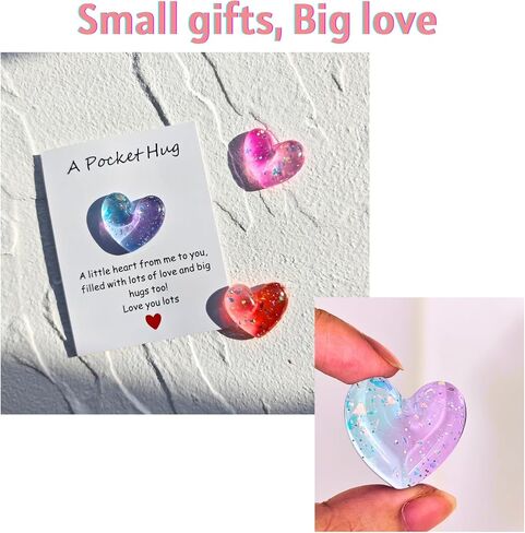 Yojo Pocket Hug Heart مع بطاقات تحية ، رمز صغير عناق جيب القلب ، هدايا علاقة طويلة المدى ، تفكر فيك هدايا للنساء الرجال له (الأزرق الأرجواني) in Kuwait