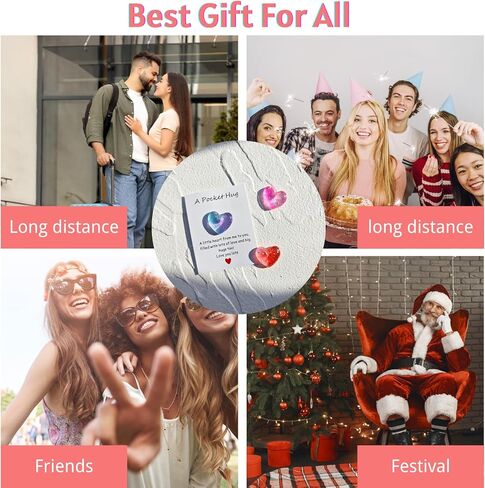 Yojo Pocket Hug Heart مع بطاقات تحية ، رمز صغير عناق جيب القلب ، هدايا علاقة طويلة المدى ، تفكر فيك هدايا للنساء الرجال له (الأزرق الأرجواني) in Kuwait