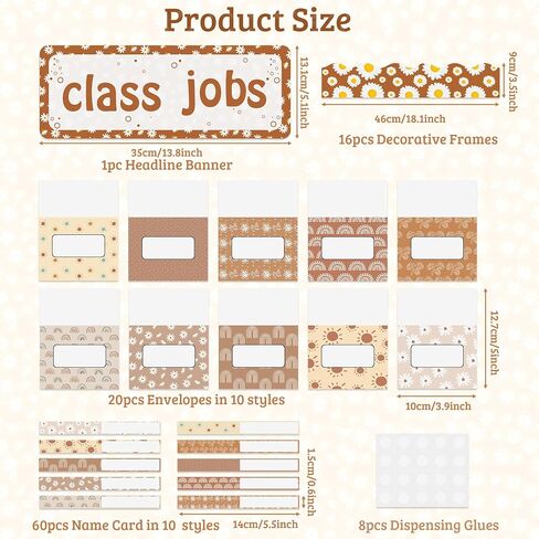 WATINC 97pcs Class Jobs Bulletin Board Set, Classroom Jobs Chart with Name Tags, Back to School Schedule Boards Pocket Chore Behavior Chart for Classroom Chalkboard Walls Decoration (Boho Print) in Saudi Arabia