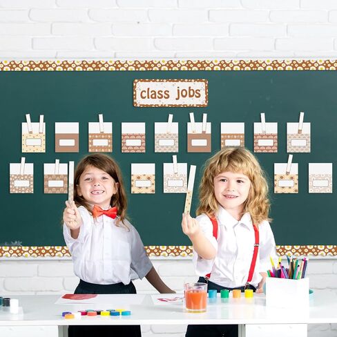 WATINC 97pcs Class Jobs Bulletin Board Set, Classroom Jobs Chart with Name Tags, Back to School Schedule Boards Pocket Chore Behavior Chart for Classroom Chalkboard Walls Decoration (Boho Print) in Saudi Arabia