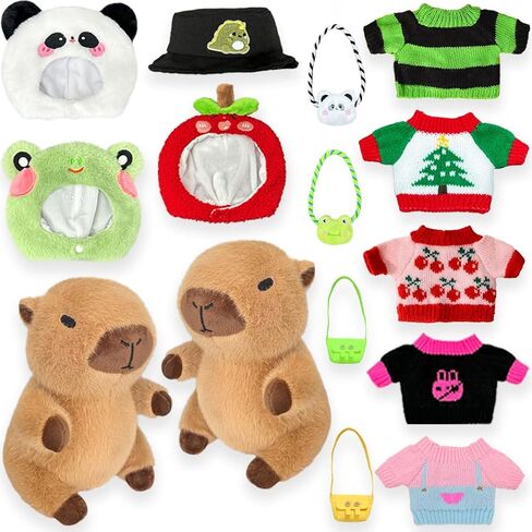 2 Plush Capybara مع 12 جهاز كمبيوتر ملحقات وملحقات ، ارتداء ملابس كابيبارا محشو بالحيوان أفخم ، 10.2 في أفلام لطيف لفتاة/بوي in Kuwait