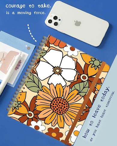 Ruled Spiral Writing Notebook,A5 Hardcover Lined College Journal for Women,Strong Twin-Wire Binding with Premium Paper,8.4" X 6",Perfect for School,Office,Home(Basketball) in Kuwait