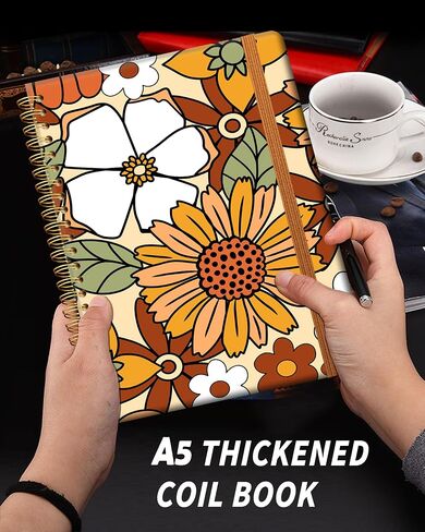 Ruled Spiral Writing Notebook,A5 Hardcover Lined College Journal for Women,Strong Twin-Wire Binding with Premium Paper,8.4" X 6",Perfect for School,Office,Home(Basketball) in Kuwait