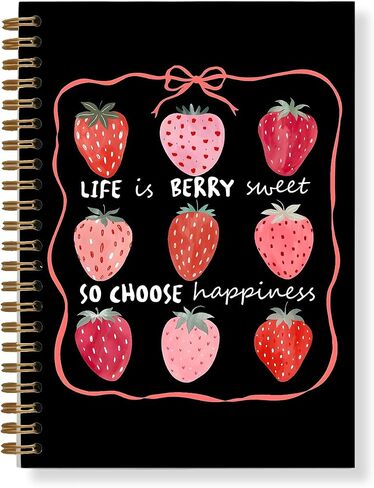 Berry Sweet Life Spiral Notebook - 8.3x5.5 Strawberry Positivity Message Journal Choose Happiness Inspirational Notebook in Saudi Arabia