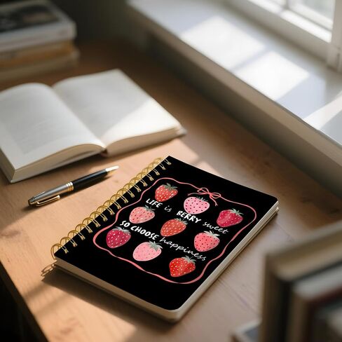 Berry Sweet Life Spiral Notebook - 8.3x5.5 Strawberry Positivity Message Journal Choose Happiness Inspirational Notebook in Saudi Arabia