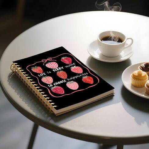 Berry Sweet Life Spiral Notebook - 8.3x5.5 Strawberry Positivity Message Journal Choose Happiness Inspirational Notebook in Saudi Arabia
