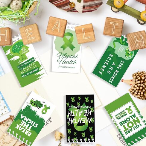مفتحات التوعية بالصحة العقلية ، 24 ٪ من الشريط الأخضر العلوي منصات الملاحظات المصغرة ، هدايا الصحة العقلية للبالغين عناصر التوعية بالصحة العقلية in Kuwait