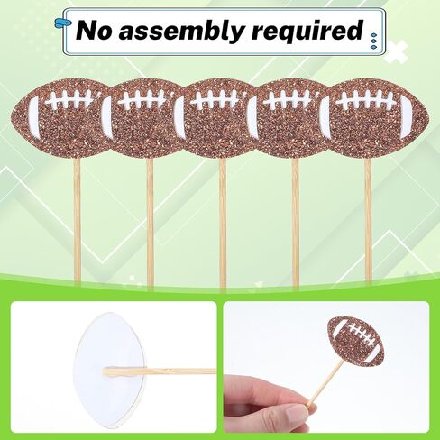 24pcs لكرة القدم كب كيك أعلى بريق بني ، موضوع كرة القدم بريق كب كيك توبيبر ، زخارف كرة الركبي الكب كيك ، قبعات الكب كيك الرياضية لزخارف كعكة حفلة عيد الميلاد in Saudi Arabia