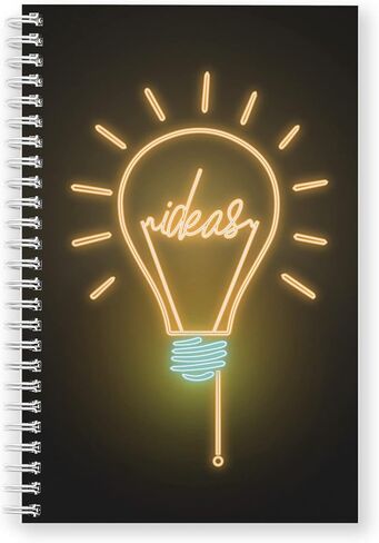 أفكار SoftCover Bright Deachbox 5.5 "X 8.5" Neon Lightbulb Spiral Noteboor/Journal ، 120 College Pages ، Date Twin Loop Gloss Laminated ، White Wire-O spiral. صنع في الولايات المتحدة in Kuwait