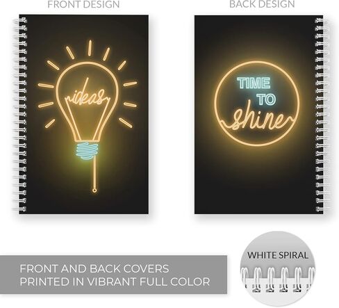 أفكار SoftCover Bright Deachbox 5.5 "X 8.5" Neon Lightbulb Spiral Noteboor/Journal ، 120 College Pages ، Date Twin Loop Gloss Laminated ، White Wire-O spiral. صنع في الولايات المتحدة in Kuwait