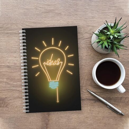 أفكار SoftCover Bright Deachbox 5.5 "X 8.5" Neon Lightbulb Spiral Noteboor/Journal ، 120 College Pages ، Date Twin Loop Gloss Laminated ، White Wire-O spiral. صنع في الولايات المتحدة in Kuwait