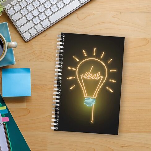 أفكار SoftCover Bright Deachbox 5.5 "X 8.5" Neon Lightbulb Spiral Noteboor/Journal ، 120 College Pages ، Date Twin Loop Gloss Laminated ، White Wire-O spiral. صنع في الولايات المتحدة in Kuwait