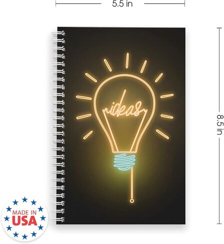 أفكار SoftCover Bright Deachbox 5.5 "X 8.5" Neon Lightbulb Spiral Noteboor/Journal ، 120 College Pages ، Date Twin Loop Gloss Laminated ، White Wire-O spiral. صنع في الولايات المتحدة in Kuwait