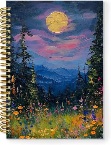 Tnuw Moon Moon Floral Spiral Notes ، Vintage Nature Wildflower Monscape Journal Notebooks for Notes Taking ، Retro Woodland Floral Notebook Journal ، 5.5 × 8.3 بوصة in Saudi Arabia