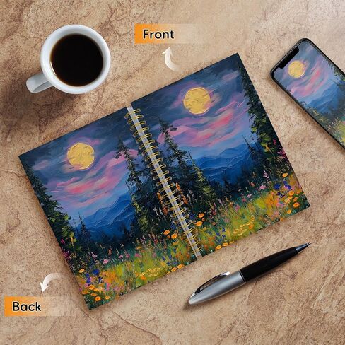 Tnuw Moon Moon Floral Spiral Notes ، Vintage Nature Wildflower Monscape Journal Notebooks for Notes Taking ، Retro Woodland Floral Notebook Journal ، 5.5 × 8.3 بوصة in Saudi Arabia