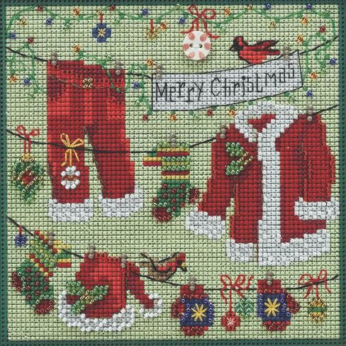 Mill Hill Santa's Clothesline Beaded Counted Cross Stitch Kit Buttons & Beads 2022 Winter Series MH142232 in Saudi Arabia