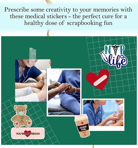Medical Stickers for Scrapbooking - Nursing Inspired Design for Nurse Planner, Journal, Photo Album - Healthcare Themed Set - 2 Items in Saudi Arabia