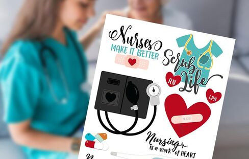 Medical Stickers for Scrapbooking - Nursing Inspired Design for Nurse Planner, Journal, Photo Album - Healthcare Themed Set - 2 Items in Saudi Arabia