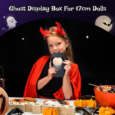 DOMBLE DOMBLE DOMBLE BOX HALLOWEEN 17CM ملحقات دمية COSSITORASES مع غطاء لـ 17 سم دمى ملابس العطلة GOTH GOTH Black Display Organizer Higders لعشاق اللباس ديي وجامعة in Saudi Arabia